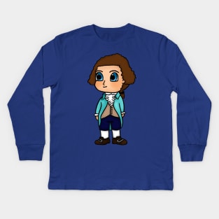 Chibi Thomas Jefferson - Large Design Kids Long Sleeve T-Shirt